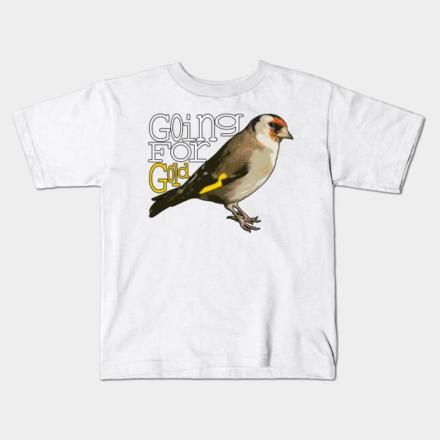 Going for GOLDfinch Kids T-Shirt by barn-of-nature